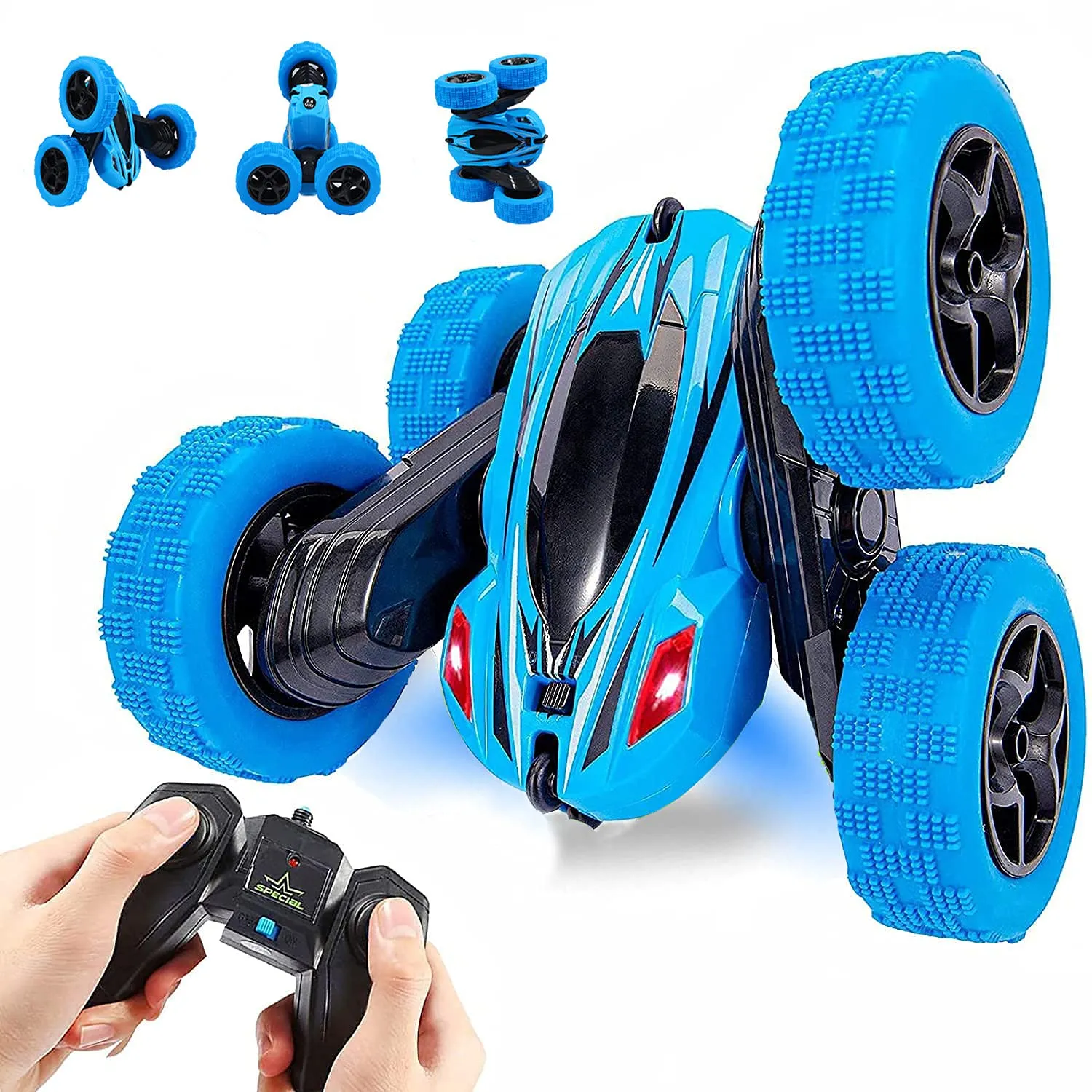 WHIZMAX Remote Control Car 1165A RC Stunt Car Toy Double Sided 360 Rotating Vehicle Blue