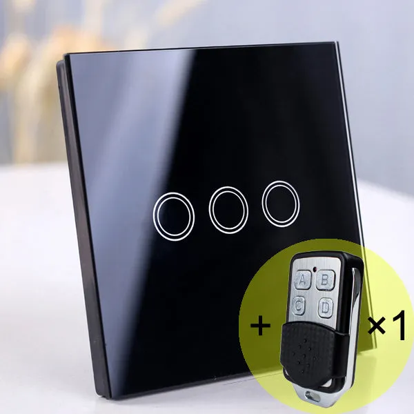 Wireless Wall Light switch touch EU Standard Smart light Switch, 130-240V 1234 Gang Glass Panel Remote Control Touch wall Switch