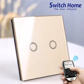 Wireless Wall Light switch touch EU Standard Smart light Switch, 130-240V 1234 Gang Glass Panel Remote Control Touch wall Switch