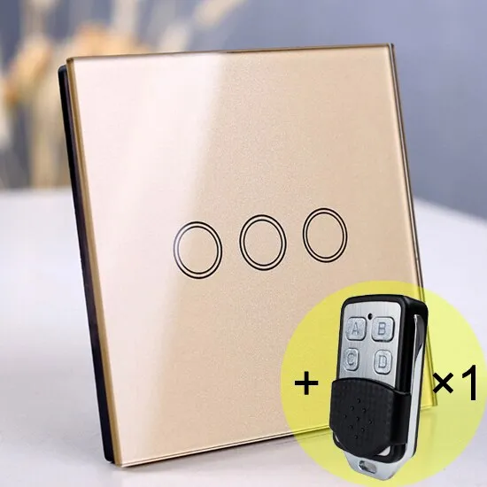 Wireless Wall Light switch touch EU Standard Smart light Switch, 130-240V 1234 Gang Glass Panel Remote Control Touch wall Switch