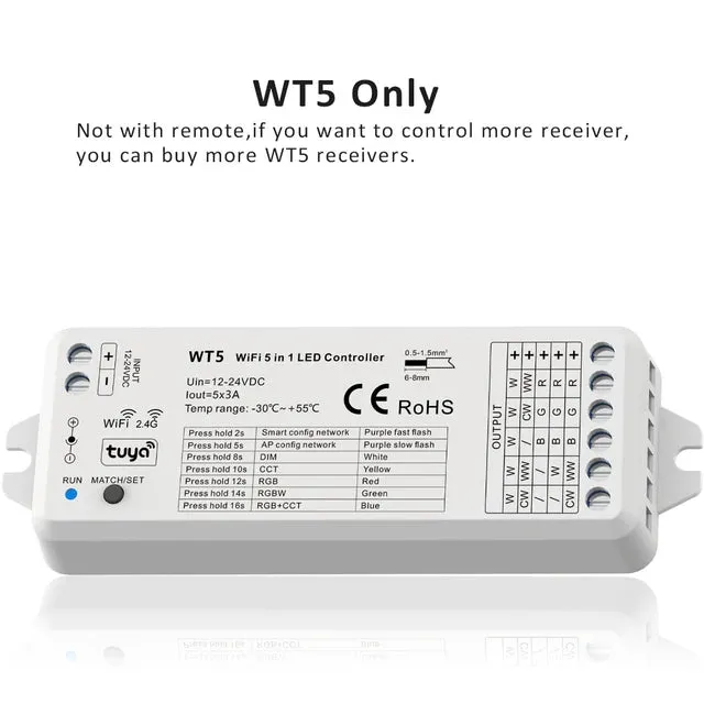 WT5 5 in 1 LED Light controller RF 2.4G