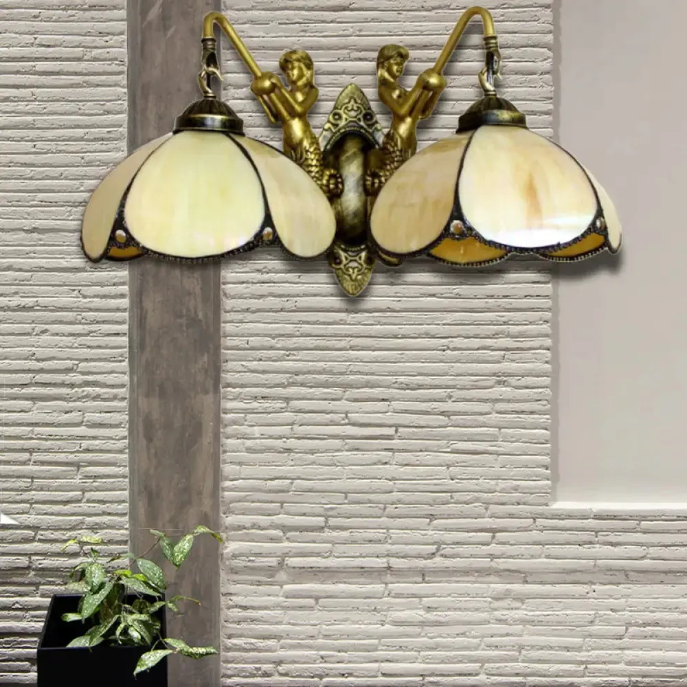 Yellow Glass Sconce Light Fixture with Petal Design - Perfect for Bedroom Lighting