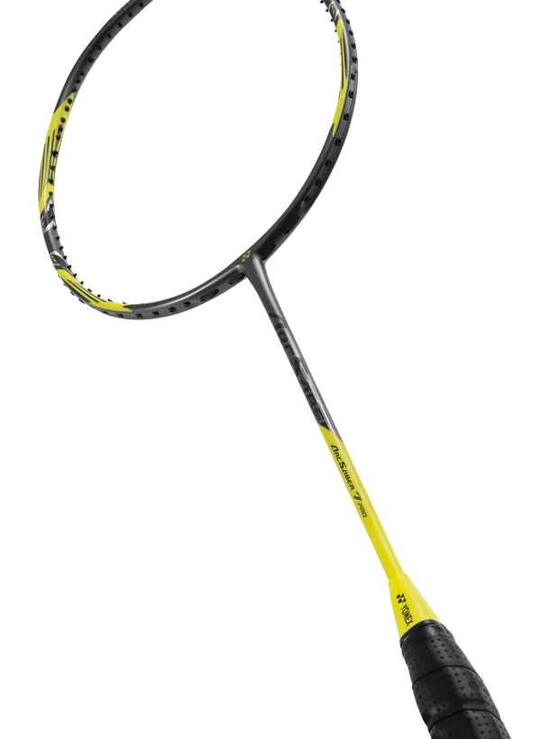 Yonex Arcsaber 7 Pro Badminton Racket - Premium Unstrung Model in Greyish Yellow