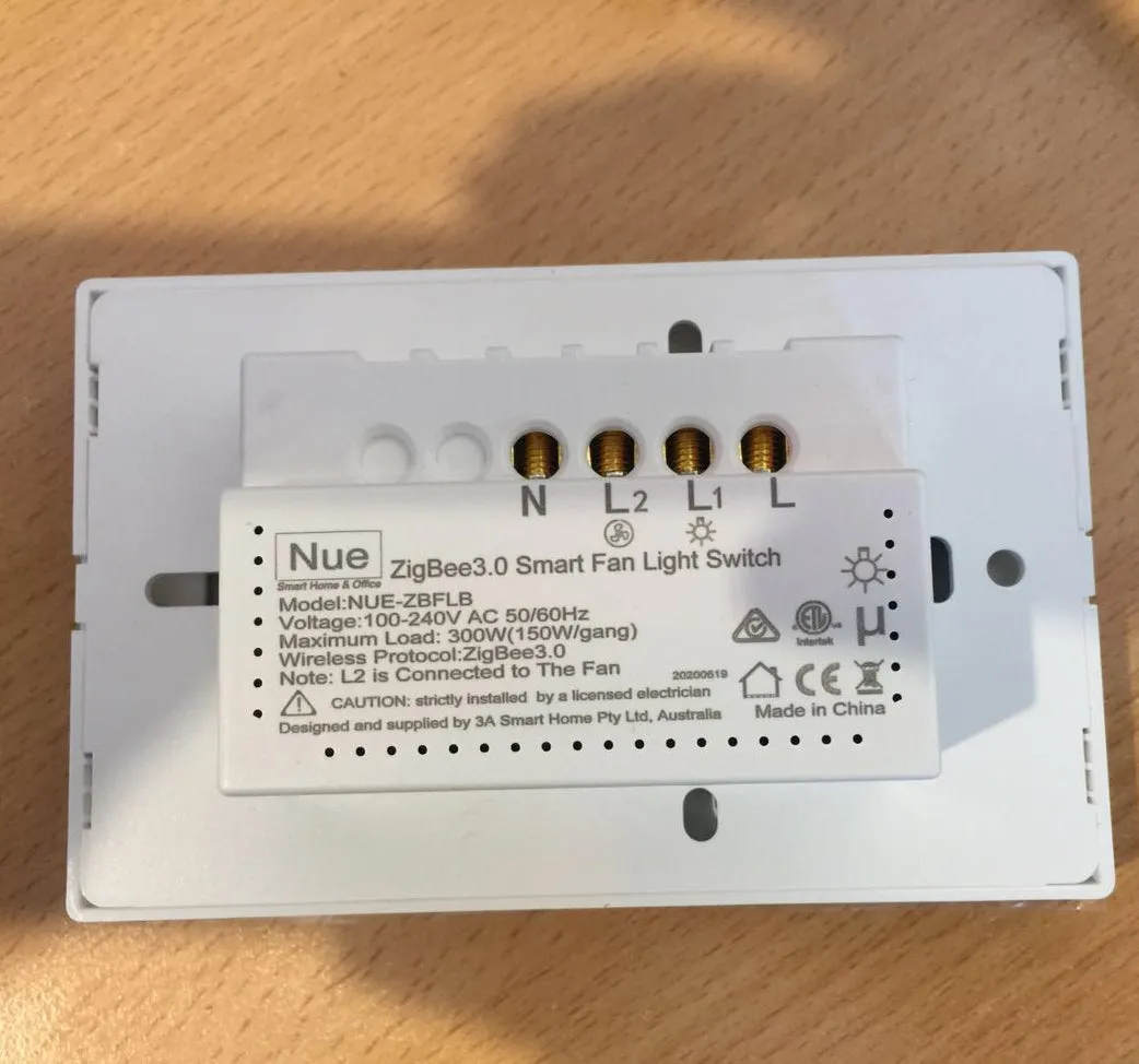 ZigBee Smart 3 Speed Fan Light Switch for SmartThings and Hubitat