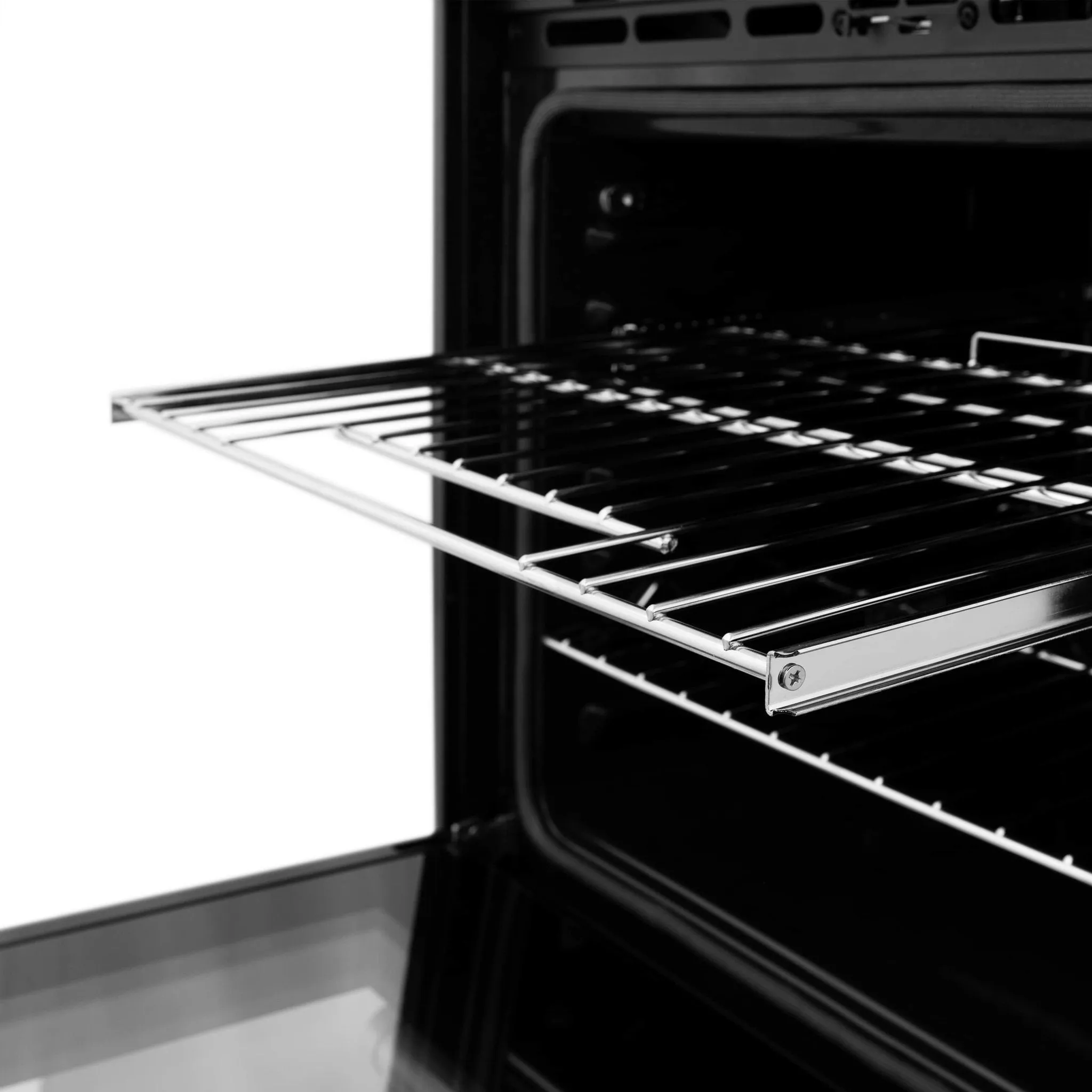 ZLINE 4-Piece Appliance Package - 48-Inch Rangetop with Brass Burners, Refrigerator, 30-Inch Electric Double Wall Oven, and Convertible Wall Mount Hood in Black Stainless Steel (4KPR-RTBRH48-AWD)
